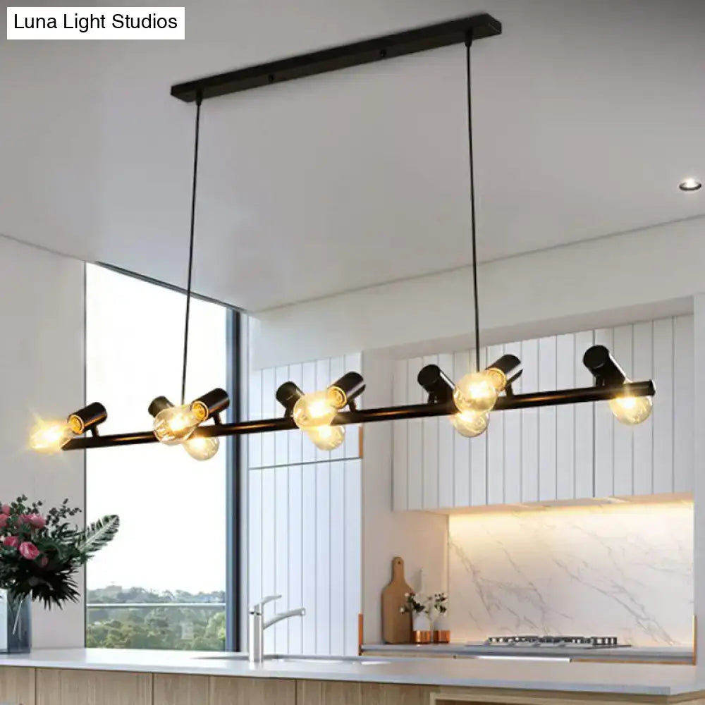 DecorBites™ Industrial Iron Ceiling Light: Black Naked Bulb Pendant Spotlight for Dining Room Island