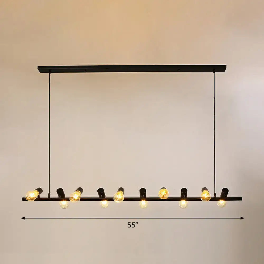 DecorBites™ Industrial Iron Ceiling Light: Black Naked Bulb Pendant Spotlight for Dining Room Island