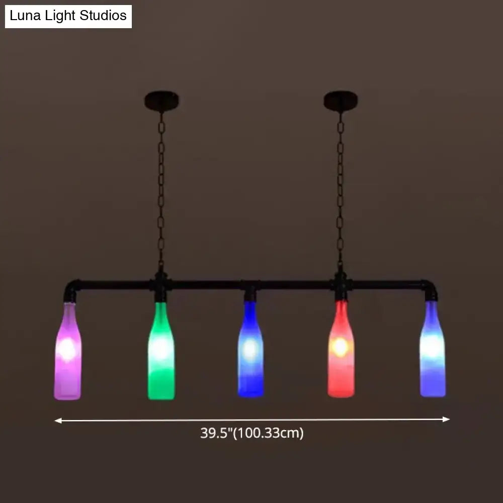 DecorBites™ Industrial Iron Pipe Wine Bottle Pendant Light - Multi-Color Island Lamps