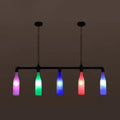 Decorbites™ industrial iron pipe pendant light with five multi-color glass bottles e26 e27 bulbs for island lighting