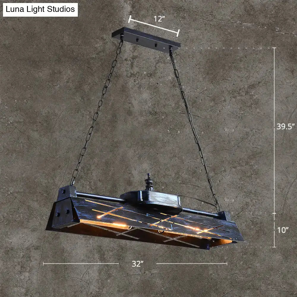 DecorBites™ Industrial Metal 4-Light Suspension Lamp with Hollow-out Design for Dining Room Island