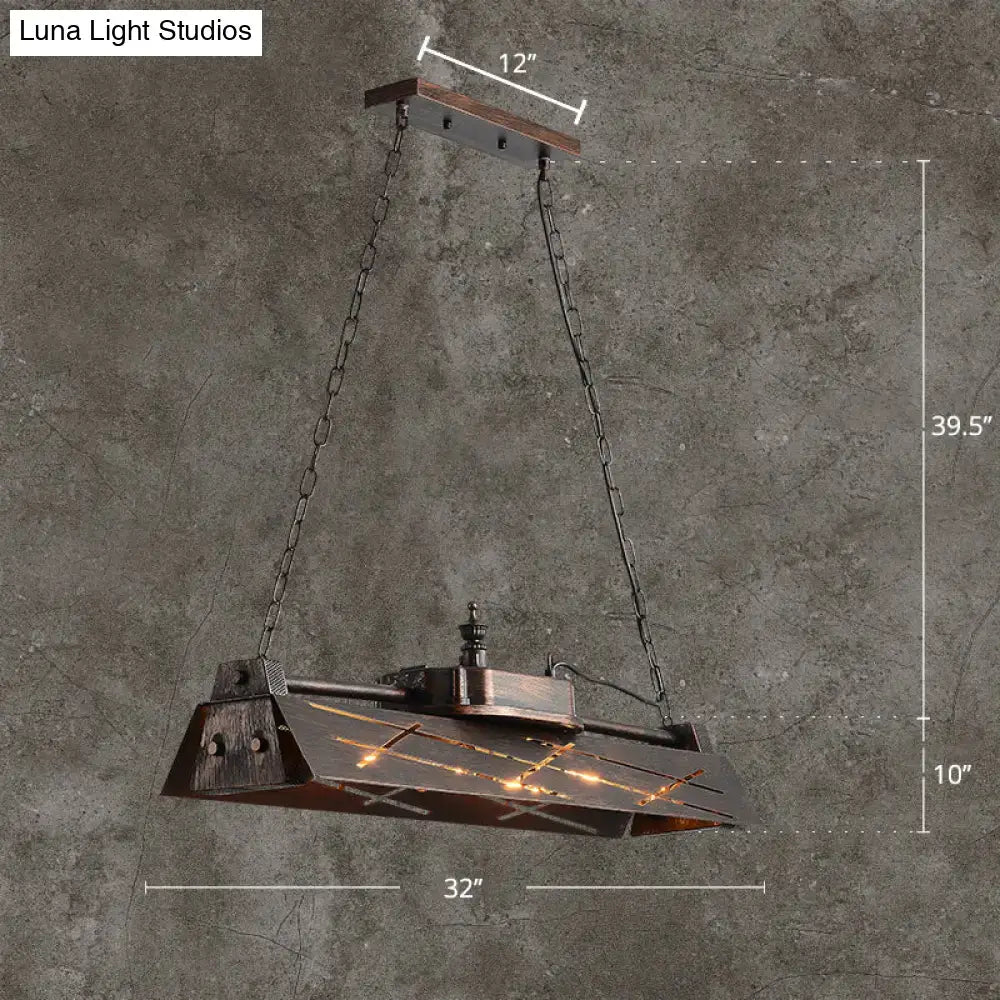 DecorBites™ Industrial Metal 4-Light Suspension Lamp with Hollow-out Design for Dining Room Island