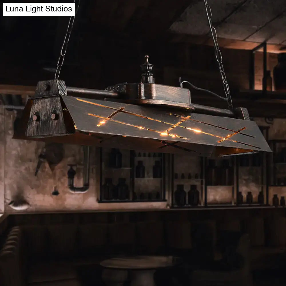 DecorBites™ Industrial Metal 4-Light Suspension Lamp with Hollow-out Design for Dining Room Island