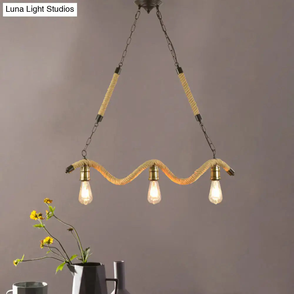 DecorBites™ Industrial Metal Island Pendant Light Fixture with Exposed Bulbs - Beige, 3 Lights