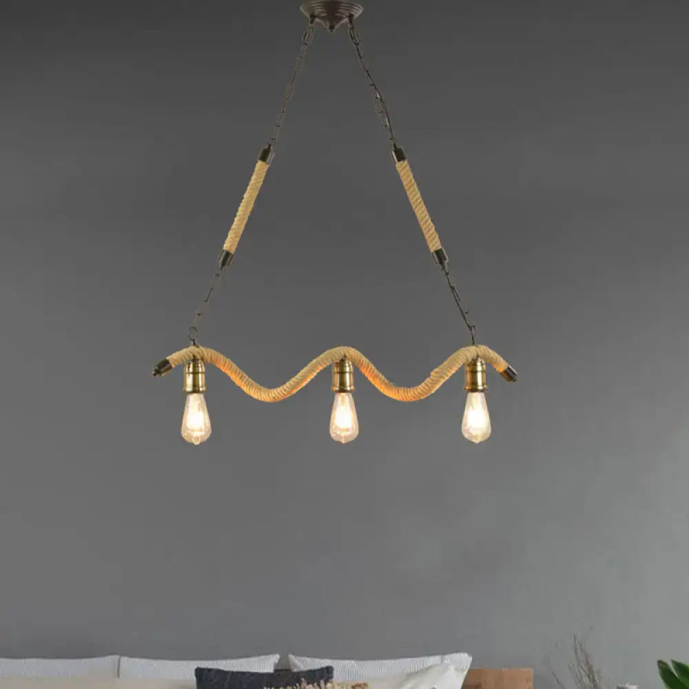 DecorBites™ Industrial Metal Island Pendant Light Fixture with Exposed Bulbs - Beige, 3 Lights