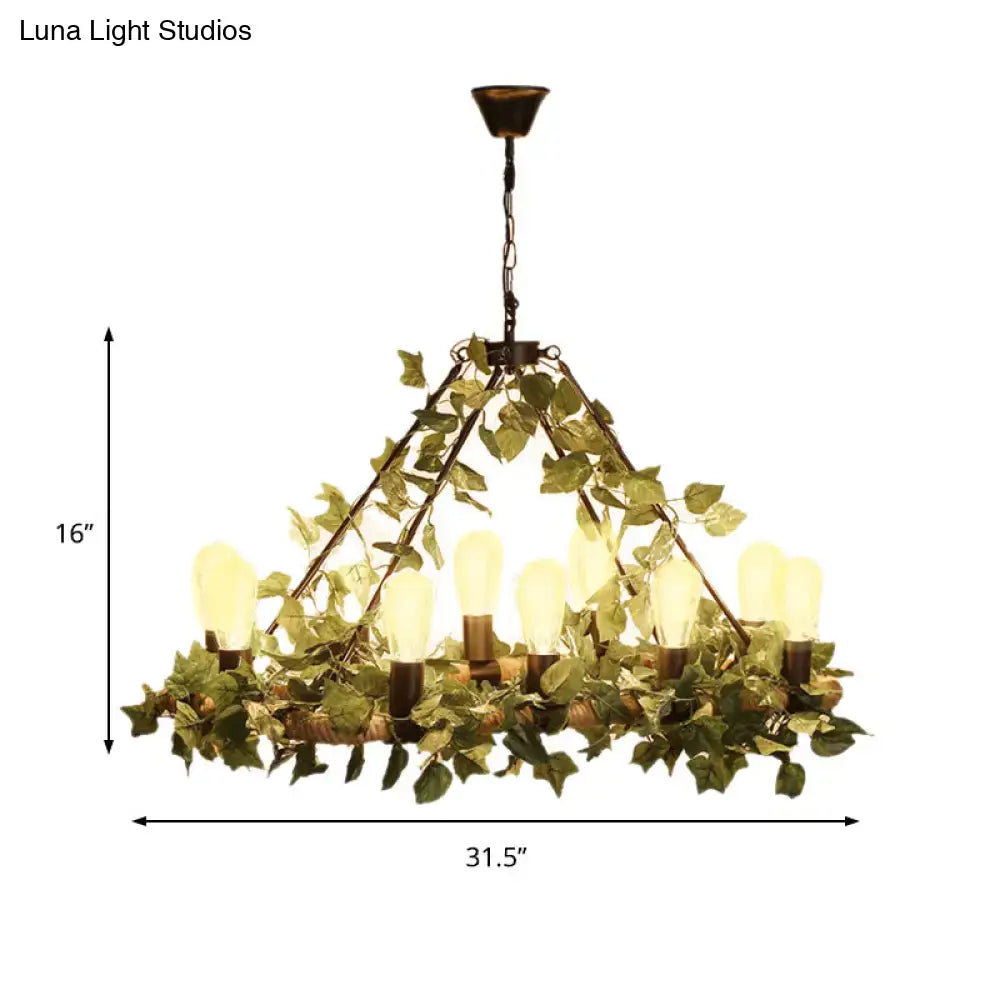 DecorBites™ Industrial Metal LED Pendant Light with 10 Bulbs - Pink/Green Finish - Perfect for Restaurants