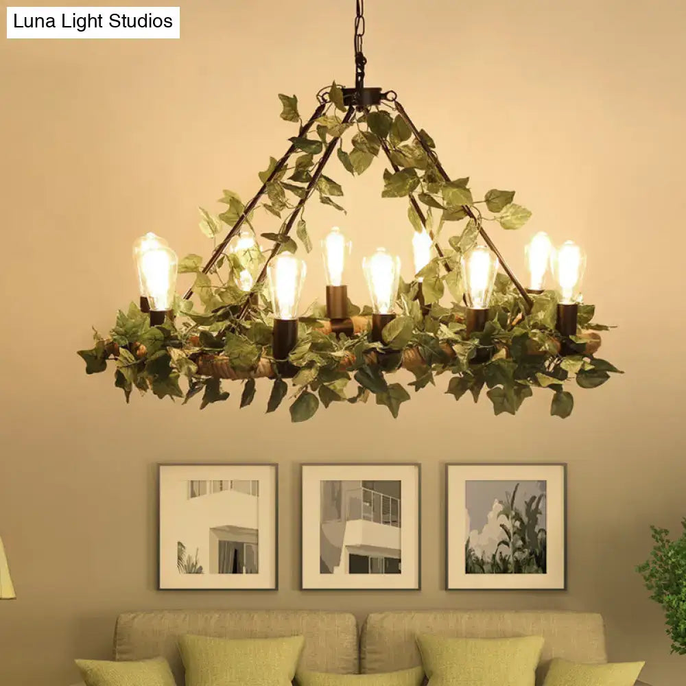 DecorBites™ Industrial Metal LED Pendant Light with 10 Bulbs - Pink/Green Finish - Perfect for Restaurants