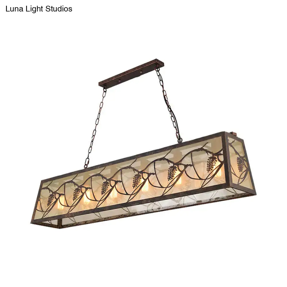 DecorBites™ Industrial Metal Pendant Lighting 3/6-Light Bronze Island Fixture with Fabric Shade