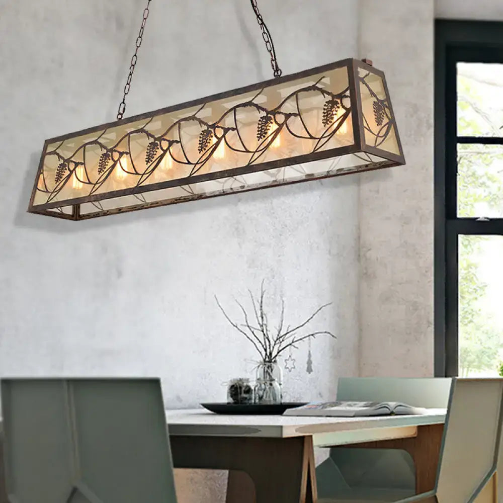 DecorBites™ Industrial Metal Pendant Lighting 3/6-Light Bronze Island Fixture with Fabric Shade