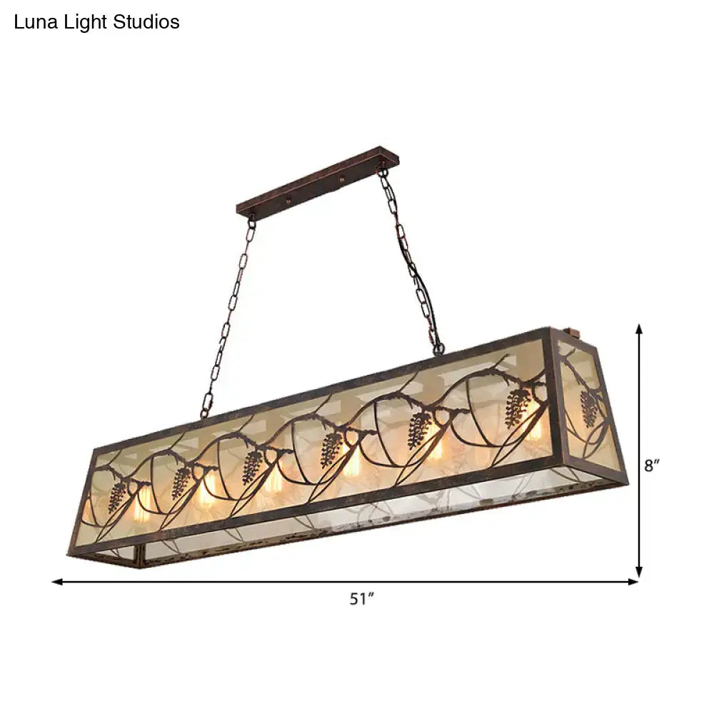 DecorBites™ Industrial Metal Pendant Lighting 3/6-Light Bronze Island Fixture with Fabric Shade