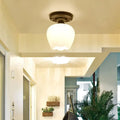 DecorBites™ Industrial Semi Flush Light - Black Opal Glass Bowl Lighting Fixture for Corridor