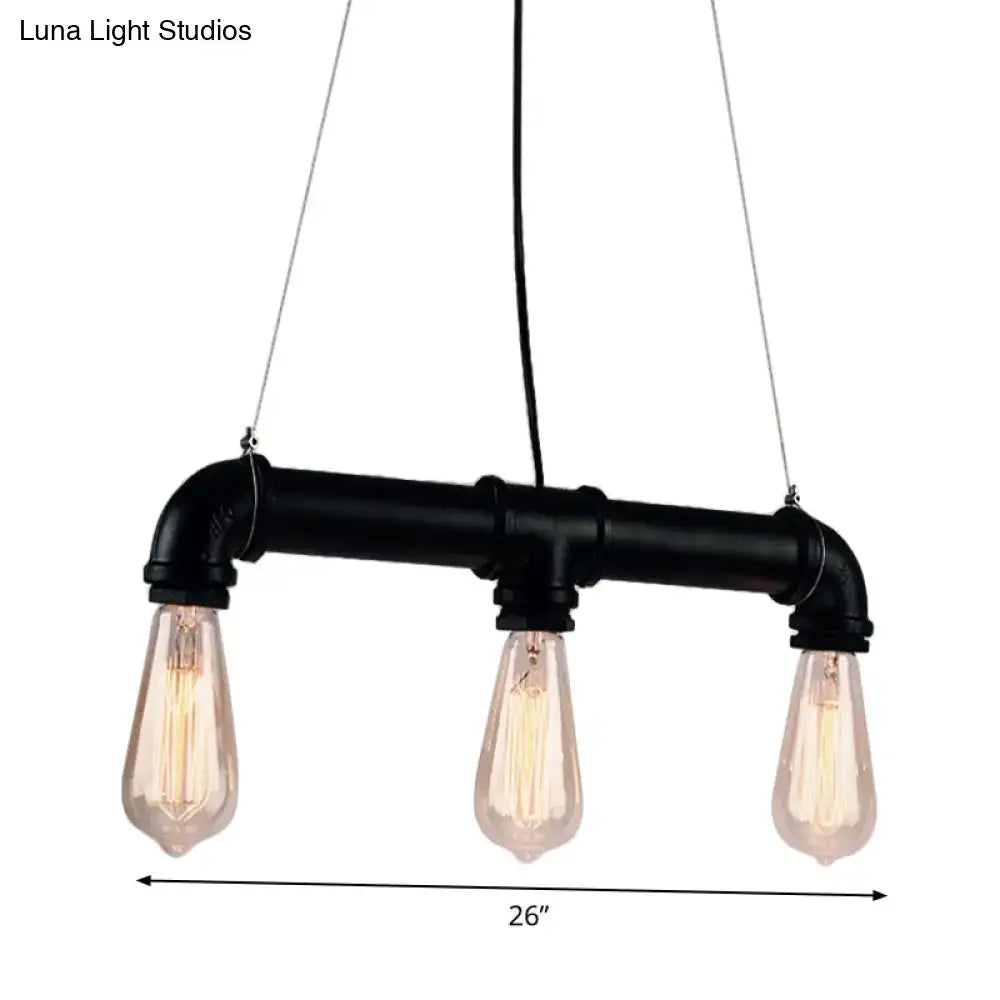 DecorBites™ Industrial Style Black Iron Pendant Lamp with Linear Piping - 3/5/10-Head Hanging Light for Island