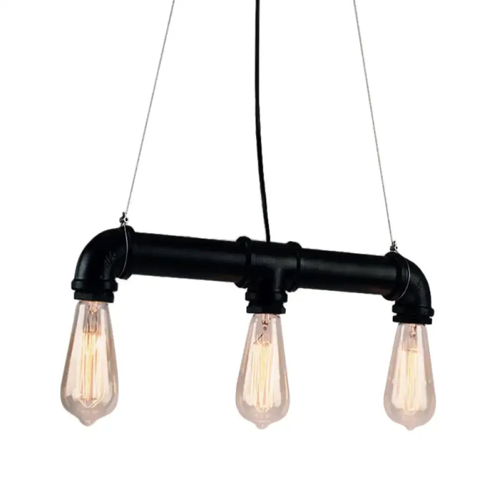 DecorBites™ Industrial Style Black Iron Pendant Lamp with Linear Piping - 3/5/10-Head Hanging Light for Island