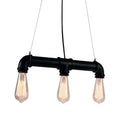 Decorbites industrial style black iron pendant lamp with three exposed filament bulbs for island lighting