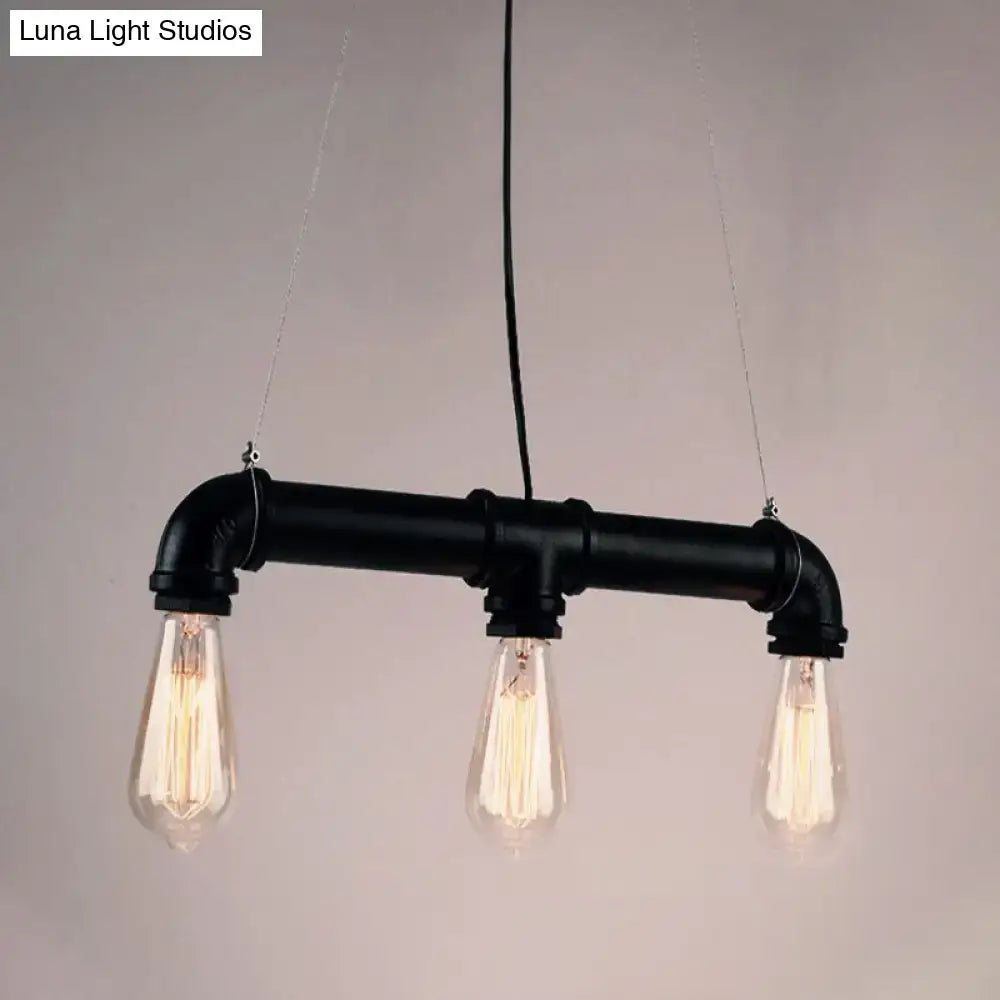 DecorBites™ Industrial Style Black Iron Pendant Lamp with Linear Piping - 3/5/10-Head Hanging Light for Island