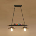 DecorBites industrial style black metal billiard light pendant with chain cord length and colorful billiard balls for restaurant island