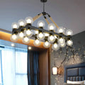 DecorBites™ Industrial-Style Black Molecular Chandelier with 24 Clear Glass Lights for Dining Room or Island Ceiling
