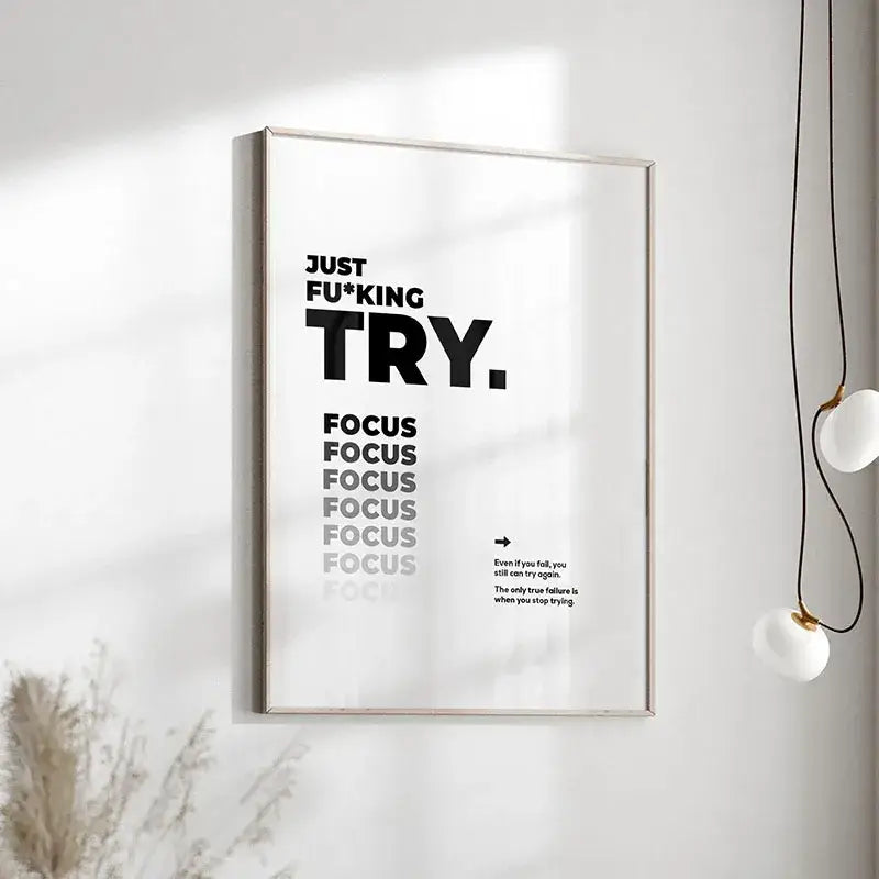 A minimalist DecorBites™ inspirational quote poster with bold black text on white for home or office decor