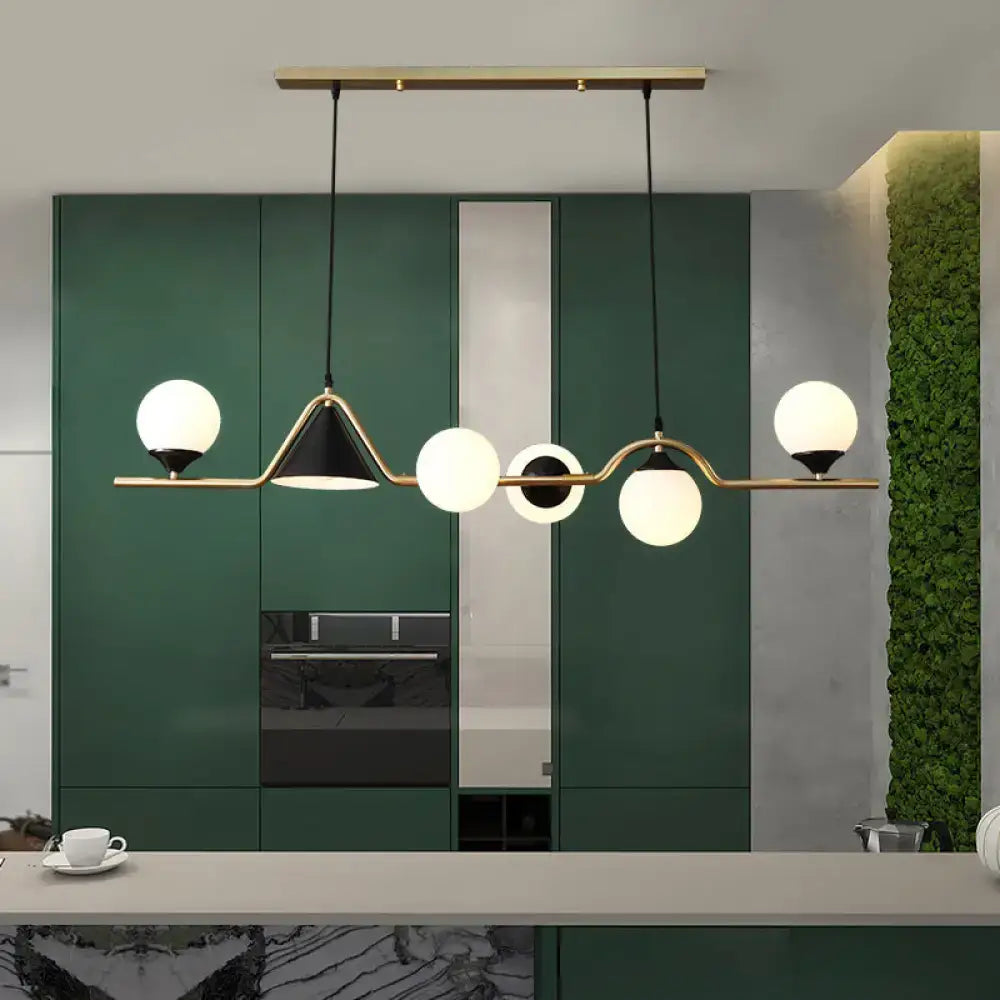 DecorBites™ Ivory Glass Island Pendant Light: Geometric, Contemporary Hanging Fixture for Restaurants