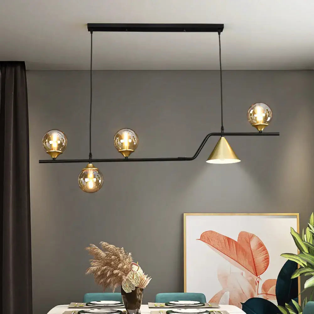 DecorBites™ Ivory Glass Island Pendant Light: Geometric, Contemporary Hanging Fixture for Restaurants
