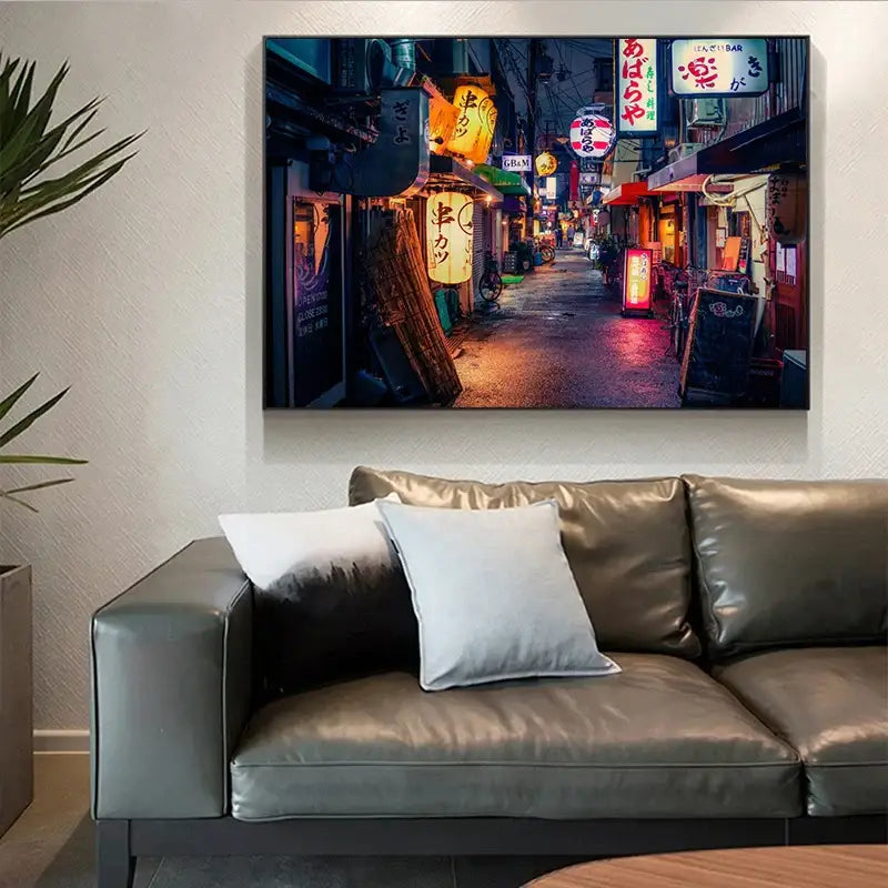 لوحة فنية جدارية كانفاس بتصميم مدينة يابانية من DecorBites™