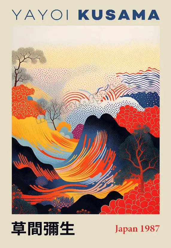 DecorBites™ Japanese Geometric Mountain Landscape Exhibition Canvas Art