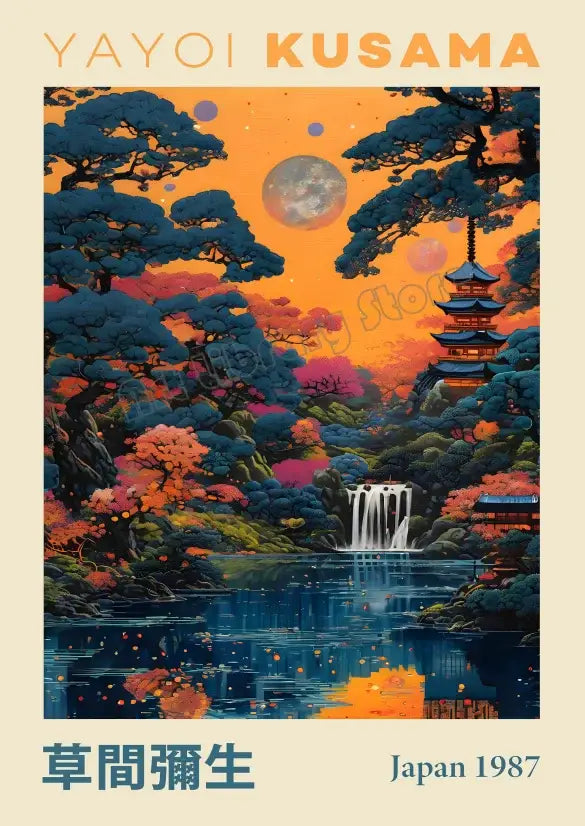 DecorBites™ Japanese Geometric Mountain Landscape Exhibition Canvas Art