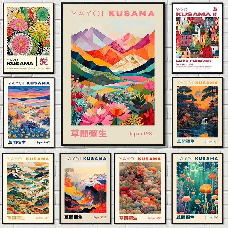DecorBites™ Japanese Geometric Mountain Landscape Exhibition Canvas Art