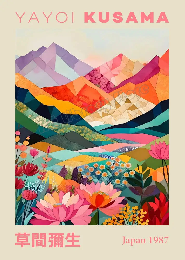 DecorBites™ Japanese Geometric Mountain Landscape Exhibition Canvas Art