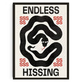 Decorbites™ japanese koi cat canvas wall art featuring black and white stylized snake with bold red endless hissing text