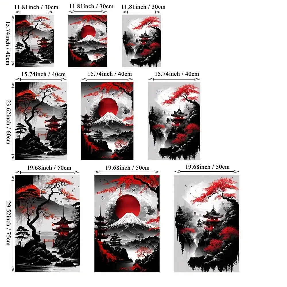 DecorBites™ Japanese Natural Landscape Canvas Wall Art Set