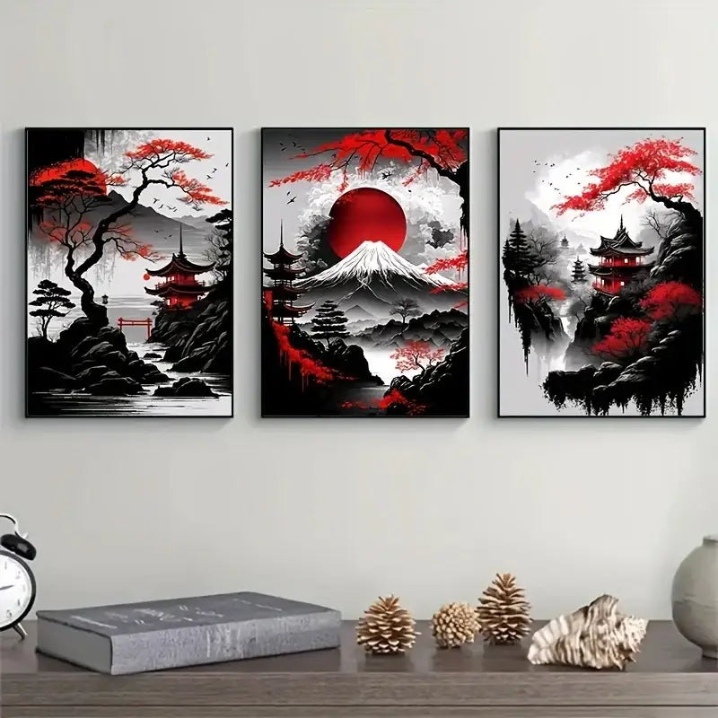 DecorBites™ Japanese Natural Landscape Canvas Wall Art Set