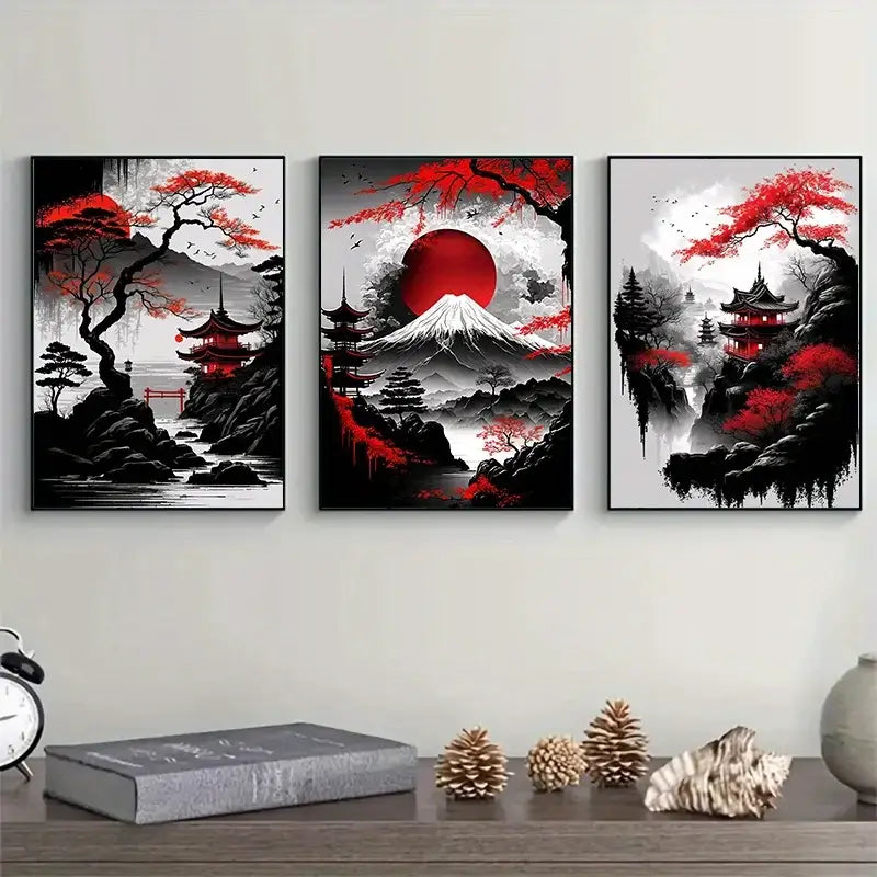 DecorBites™ Japanese Natural Landscape Canvas Wall Art Set