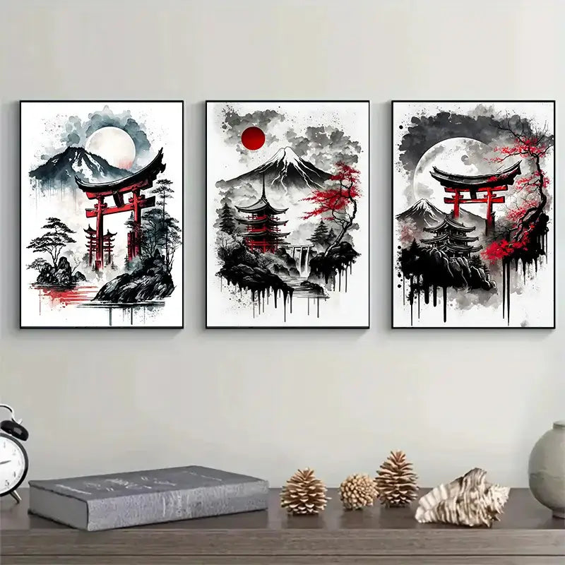 DecorBites™ Japanese Natural Landscape Canvas Wall Art Set