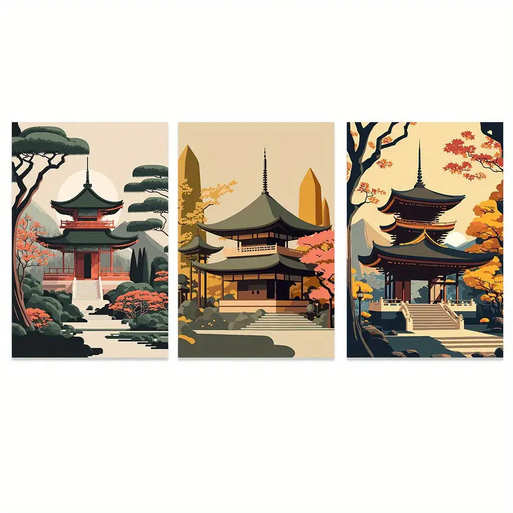DecorBites™ Japanese Natural Landscape Canvas Wall Art Set