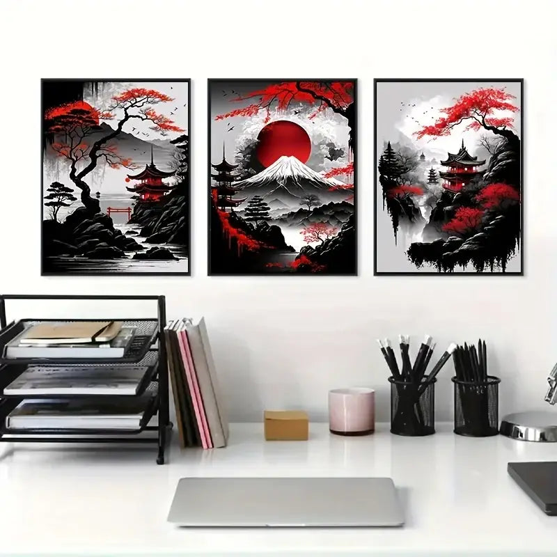 DecorBites™ Japanese Natural Landscape Canvas Wall Art Set