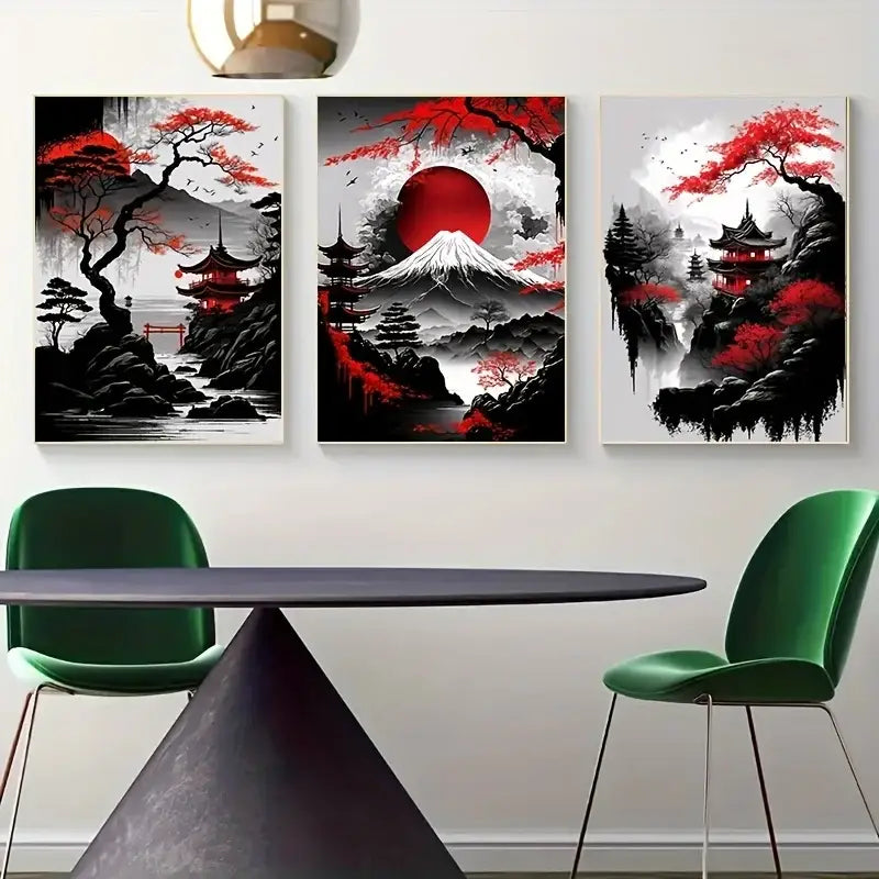 DecorBites™ Japanese Natural Landscape Canvas Wall Art Set