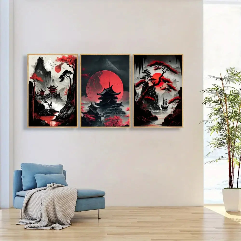 DecorBites™ Japanese Natural Landscape Canvas Wall Art Set