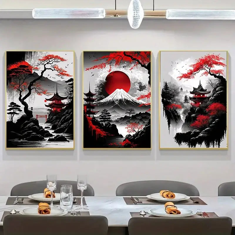 DecorBites™ Japanese Natural Landscape Canvas Wall Art Set