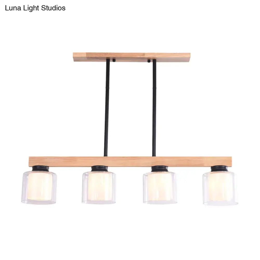 DecorBites™ Japanese White Glass Cylinder LED Island Pendant Ceiling Light for Dining Room