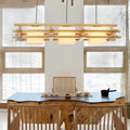 Modern wooden pendant light with rectangular frosted glass shades and minimalist geometric design for restaurant use