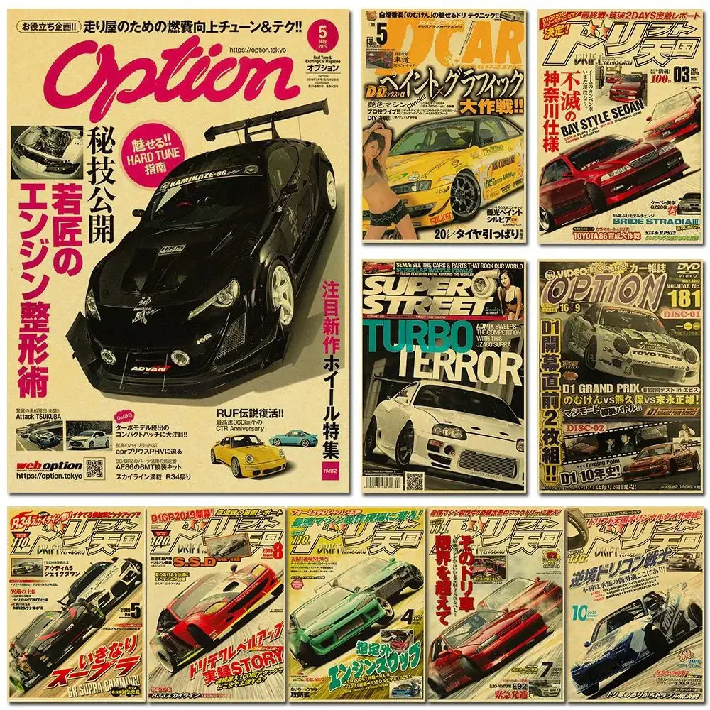 DecorBites™ JDM Retro Racing Car Poster Prints