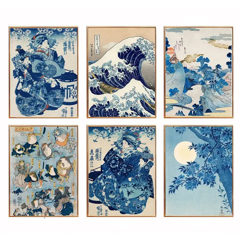 DecorBites™ Katsushika Hokusai Blue Waves Canvas Wall Art