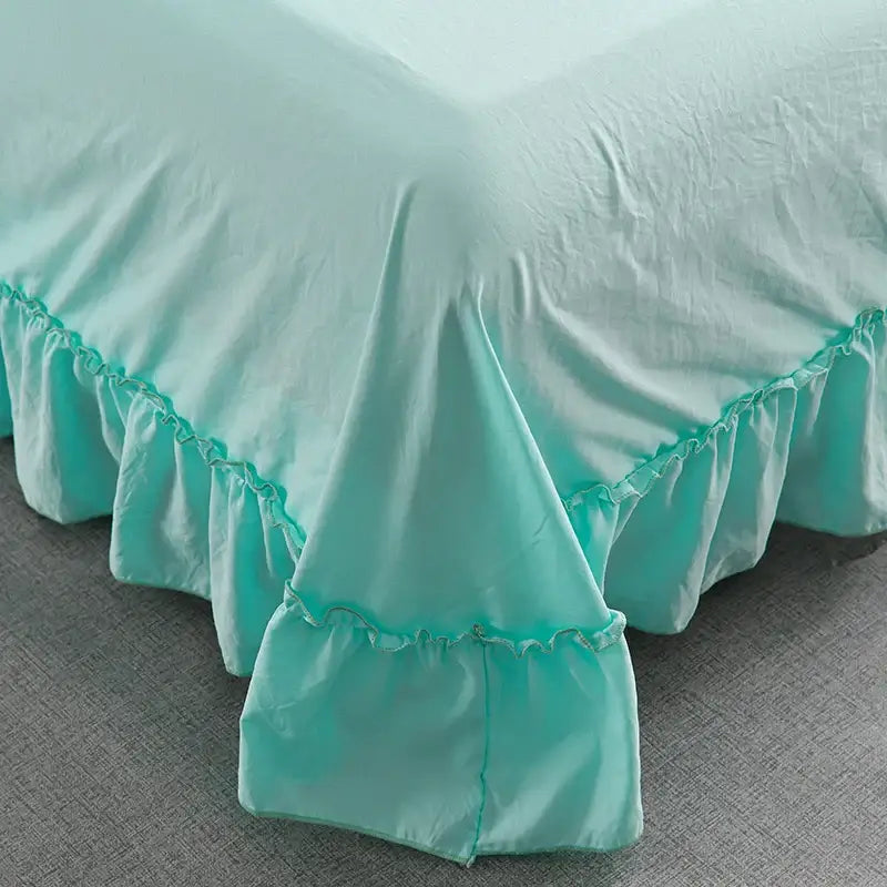DecorBites™ Korean Princess Ruffles Embroidered Quilt Set