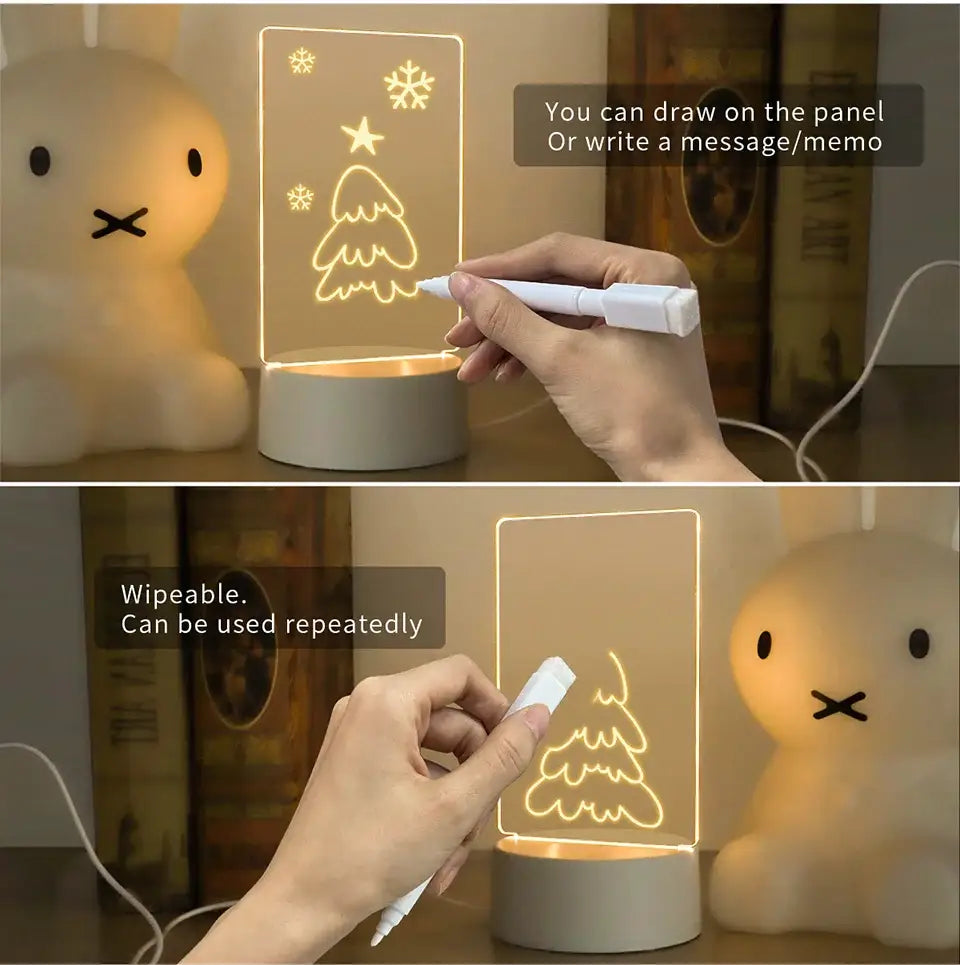 DecorBites™ Lamps for Desk Decoration USB DC5V Note/ Message Board With Pen Table Lamp Luminaria De Mesa Indoor Bedside Night Light