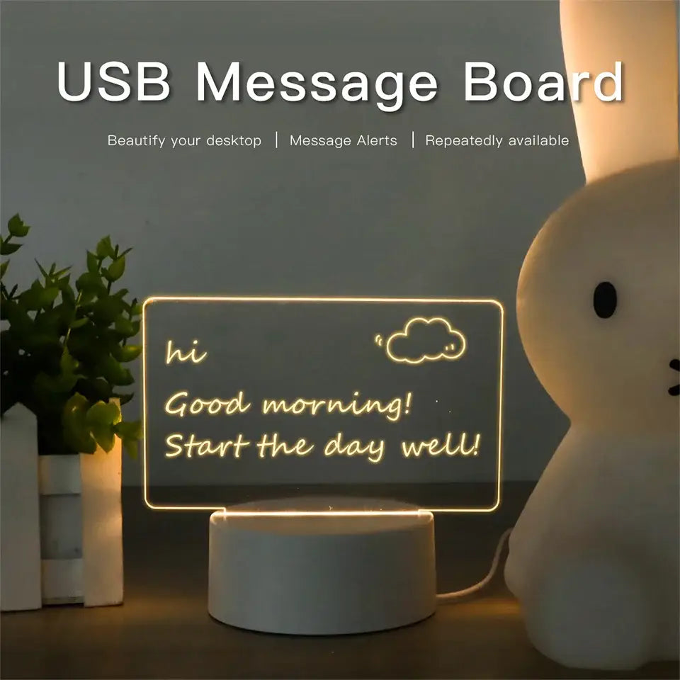 DecorBites™ Lamps for Desk Decoration USB DC5V Note/ Message Board With Pen Table Lamp Luminaria De Mesa Indoor Bedside Night Light