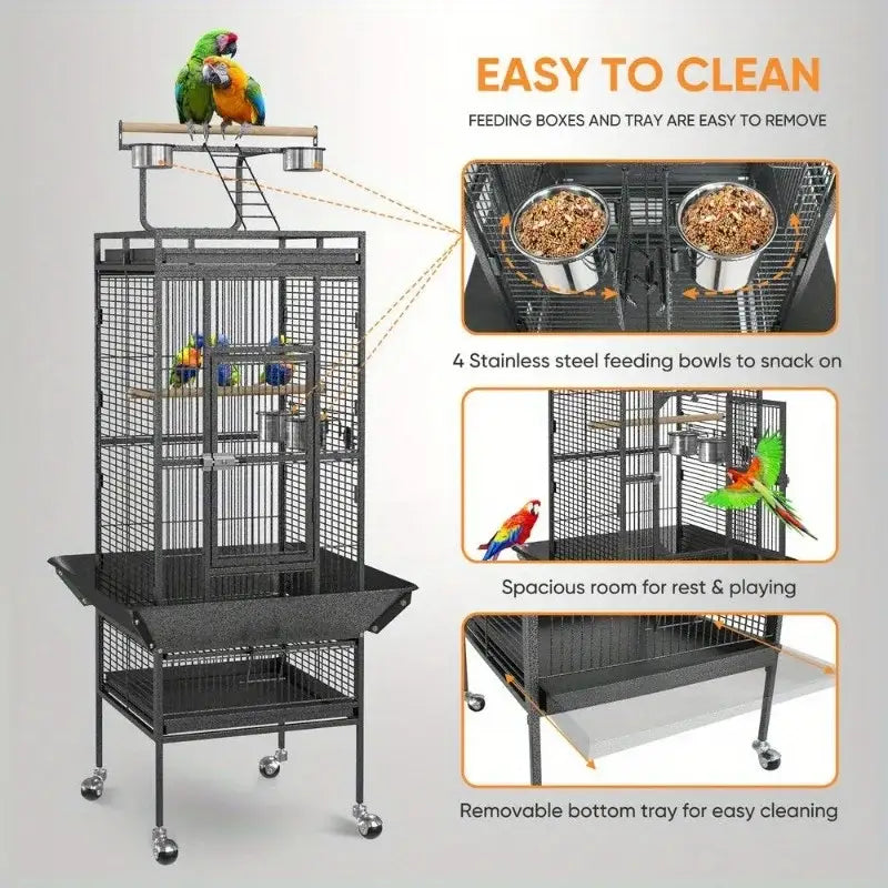 DecorBites™ Large 61" Bird Cage - Non-Toxic Steel, Easy Assembly
