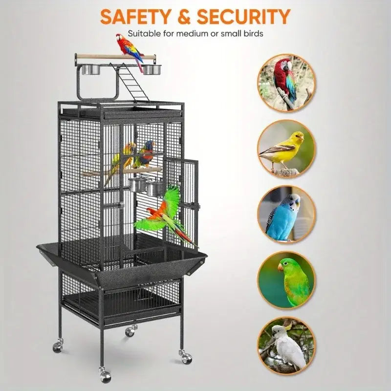 DecorBites™ Large 61" Bird Cage - Non-Toxic Steel, Easy Assembly