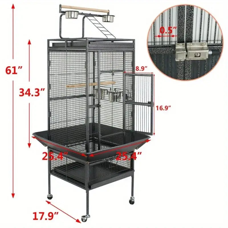 DecorBites™ Large 61" Bird Cage - Non-Toxic Steel, Easy Assembly