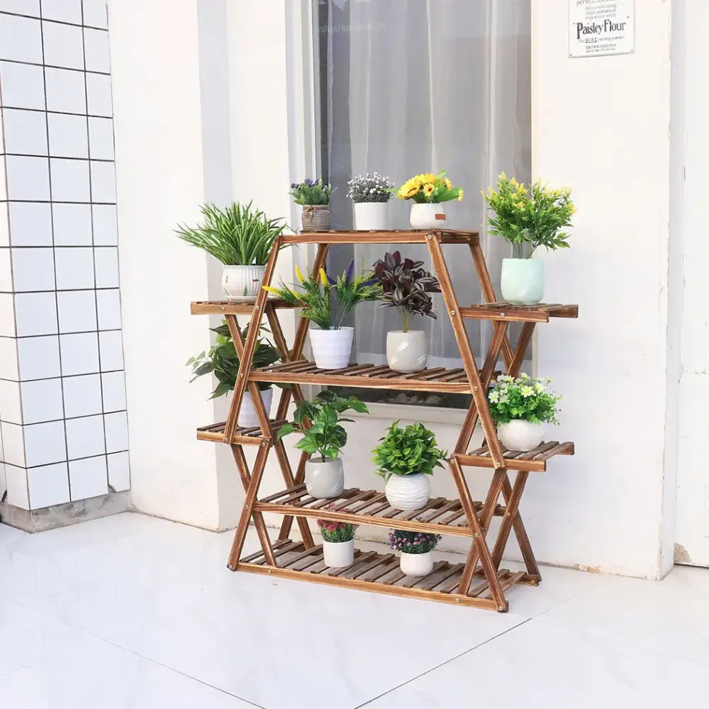 ستاند نبتة من الخشب الكبير من DecorBites™ على شكل رف زهور